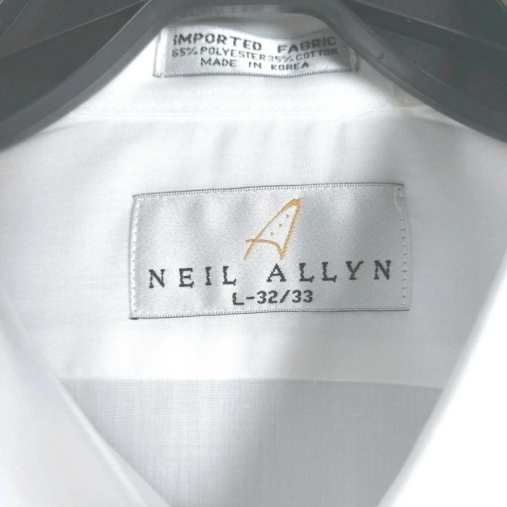 Neil Allyn Tuxedo Shirt‎ 100% Cotton Laydown Collar 1/4